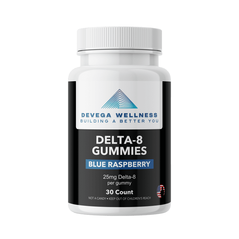 Delta-8 Vegan Gummies 25mg – Blue Raspberry- 30ct